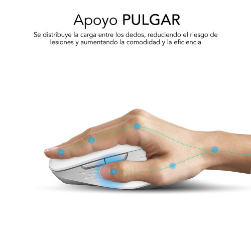 SUBBLIM Ratón CURVE ERGO DUAL MOUSE BATTERY WHITE - Imagen 5