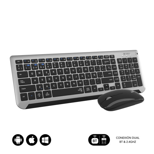 SUBBLIM Teclado con Ratón Bluetooth + 2.4G Combo Dual Prestige Extendido Gris/Negro - Imagen 2