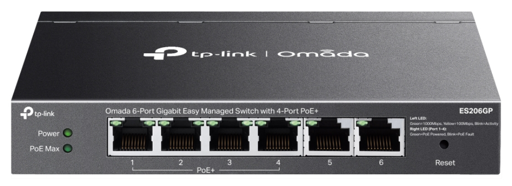SWITCH OMADA ESA206GP 6 PUERTOS GIGABIT 4 PUERTOS POE+ ES206GP