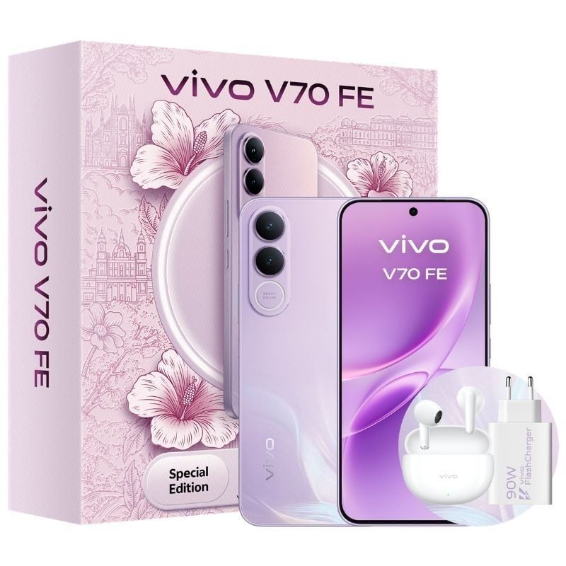 Smartphone Vivo V70 FE 8GB/ 512GB/ 6.83"/ 5G/ Púrpura/ Incluye Cargador + Auriculares 6932204524218 5673130 VIVO-SP V70 FE 8-512 PU PACK