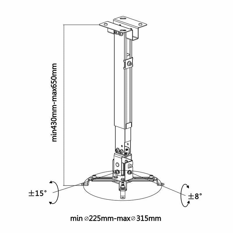 Soporte de Techo/ Pared para Proyector Aisens CWP01TSE-049/ Inclinable/ Extensible/ hasta 20kg - Imagen 5