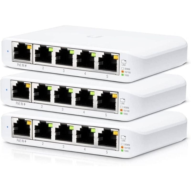 Switch Gestionable Ubiquiti USW-Flex Mini 5 Puertos/ RJ45 10/100/1000 PoE/ Pack 3 uds 810010071668 USW-FLEX-MINI-3 UBI-SWITCH USW-FLEX-MINI 3U