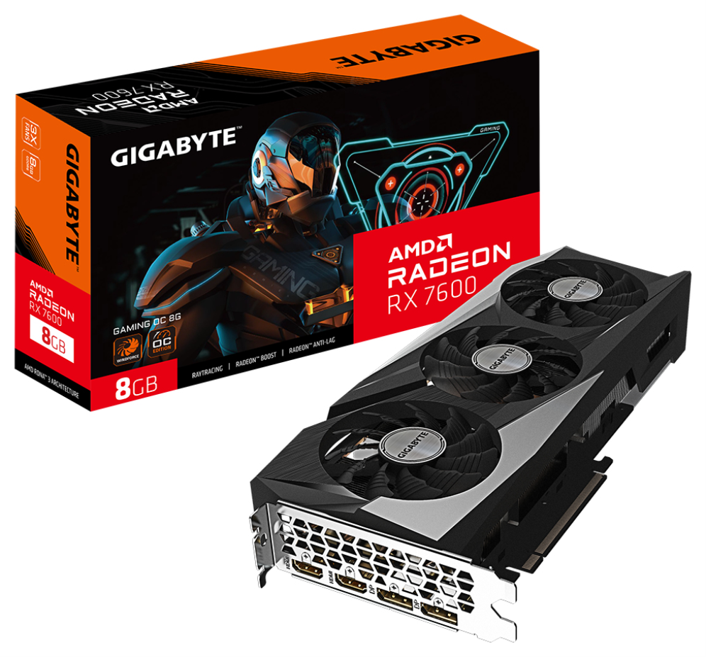 TARJETA GRAFICA GIGABYTE RX 7600 GAMING OC 8GB DDR6 4719331313425 GV-R76GAMING OC-8GD