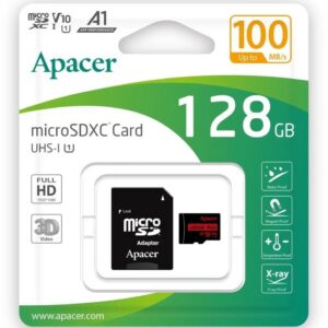 Tarjeta de Memoria Apacer 128GB XC UHS 1 con Adaptador/ Clase 10/ 100MBs 4712389920904 AP128GMCSX10UB-R APA-MICROSD 128GB AP128GMCSX