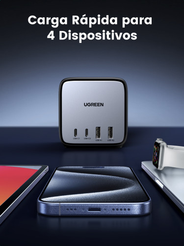 UGREEN ESTACIÓN DE CARGA NEXODE DIGINEST USB C GAN 65 W. 7 EN 1: 3 SALIDAS CA. 2USB C. 2USB A, CABLE 1.8M - Imagen 3