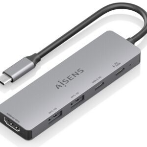 USB-C DOCK AISENS 5 EN 1 HDMI 2XUSB-A USB-C USB-C PD GRIS 15CM 8435739903568 ASUC-5P028-GR