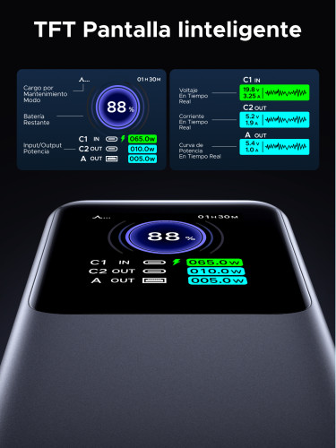 Ugreen 20000mAh 130W Fast Charging Powerbank Litio Gris - Imagen 7