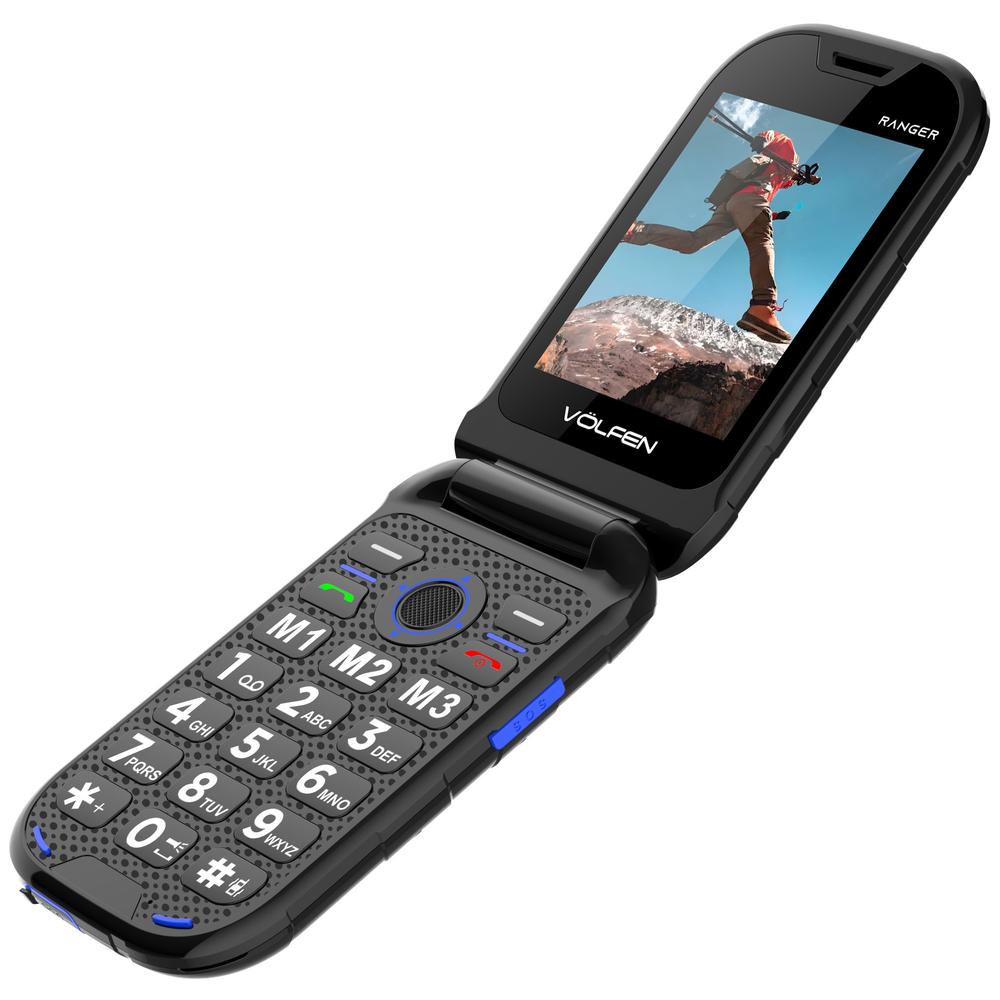 Telefono movil volfen ranger tipo concha azul base de carga - Imagen 2