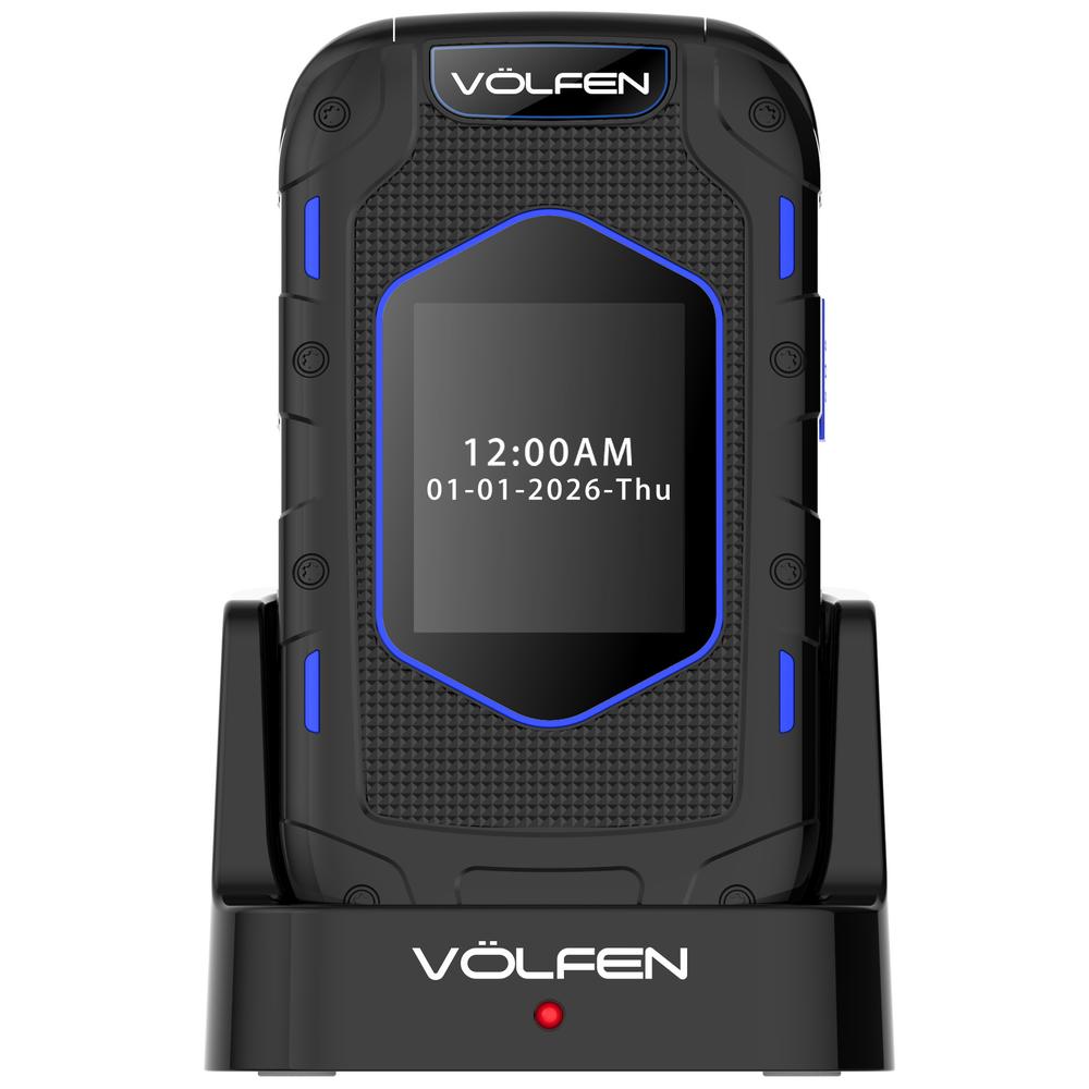 Telefono movil volfen ranger tipo concha azul base de carga - Imagen 3