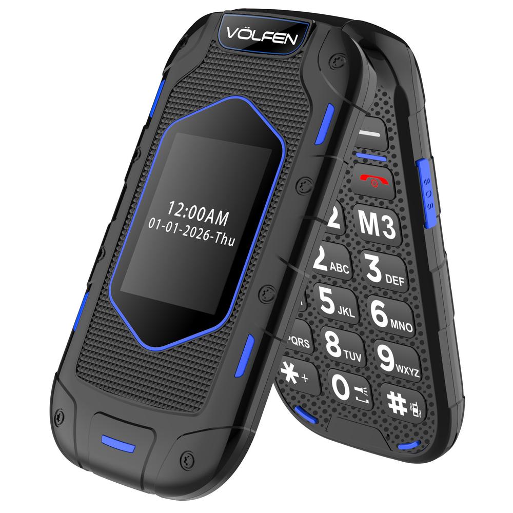 Telefono movil volfen ranger tipo concha azul base de carga - Imagen 4