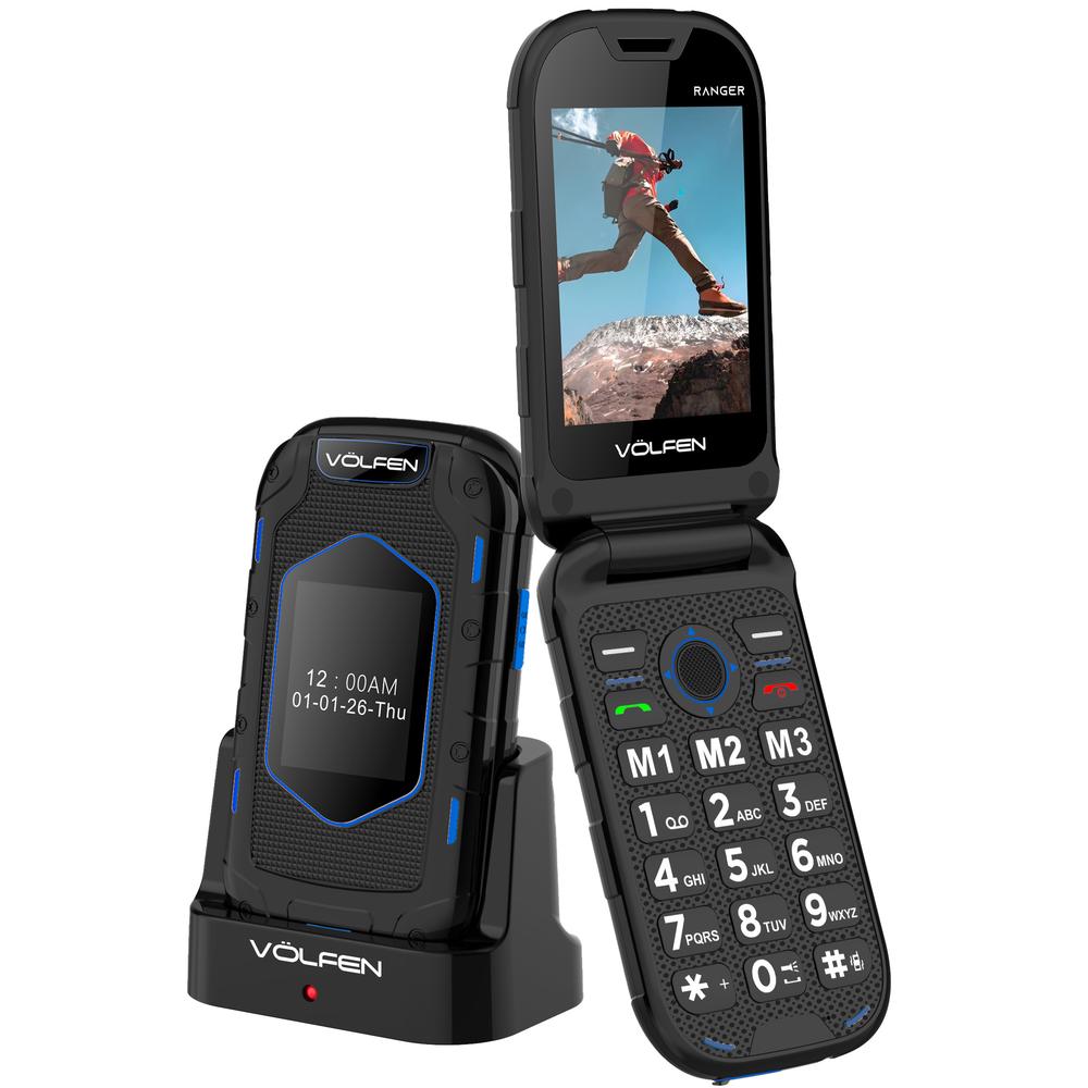 0805627306517 | P/N: | Cod. Artículo: MGS0000034328 Telefono movil volfen ranger tipo concha azul base de carga