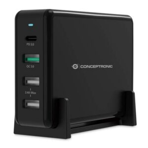 4015867226377 | P/N: OZUL01B | Cod. Artículo: DSP0000018556 Cargador conceptronic ozul01b carga rapida pd 3 x usb tipo a - 1 x usb tipo c - 65w