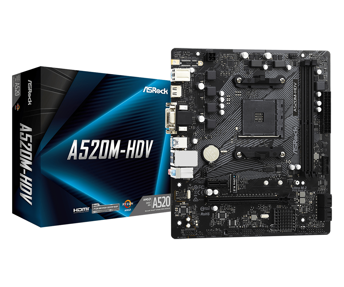 4710483932267 | P/N: 90-MXBE50-A0UAYZ | Cod. Artículo: DSP0000000783 Placa base asrock am4 a520m - hdv m - atx 90 - mxbe50 - a0uayz