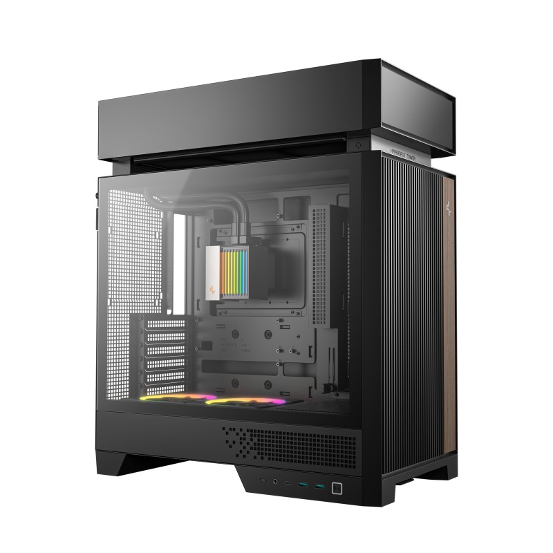 Caja ordenador gaming deepcool cl6600 wh atx rgb cristal templado negra y madera - Imagen 2