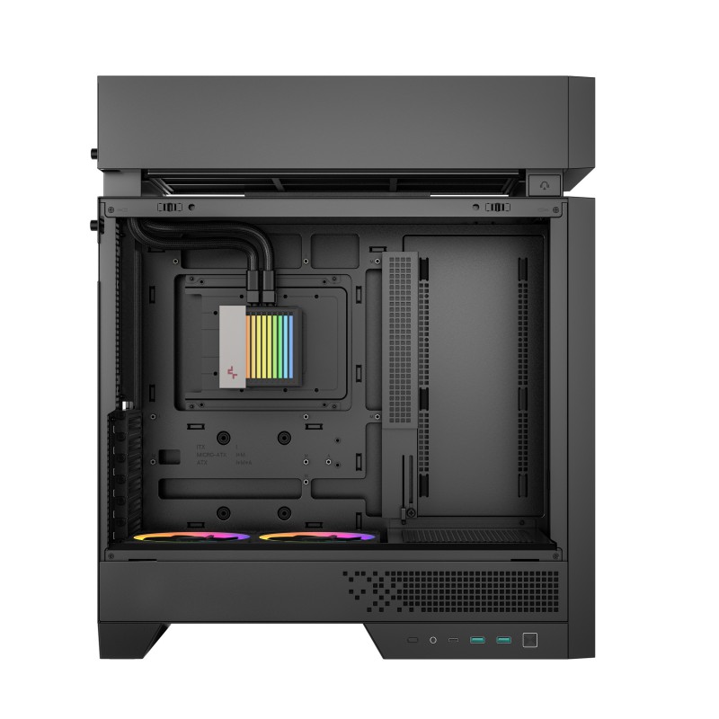 Caja ordenador gaming deepcool cl6600 wh atx rgb cristal templado negra y madera - Imagen 4