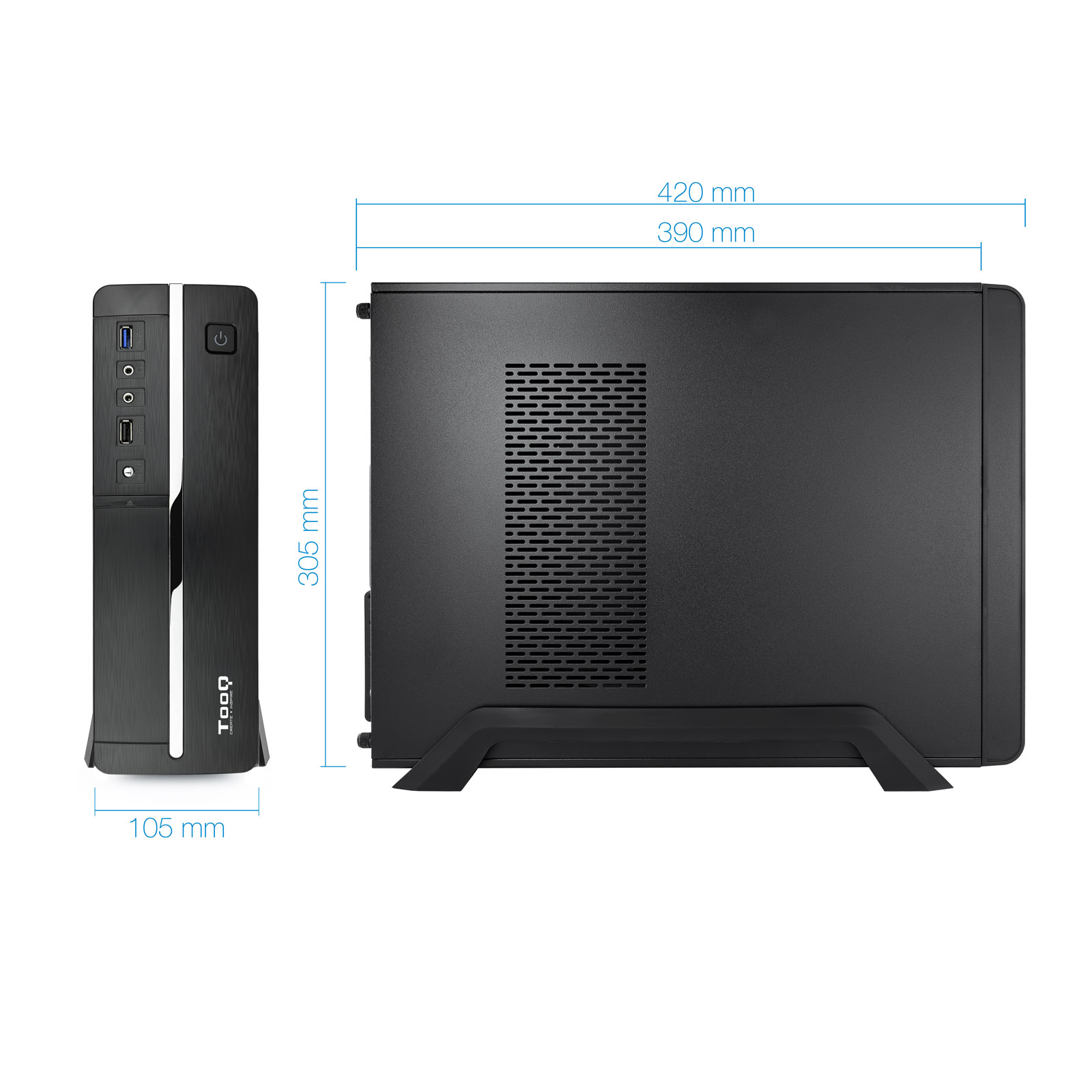 Caja ordenador sobremesa tooq microatx slim fuente sfx incluida - Imagen 3