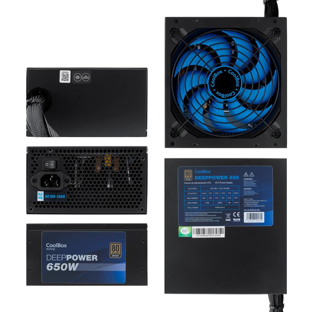Fuente de alimentacion coolbox gaming deeppower 650w 80 plus bronze - 14 cm - full range - Imagen 2