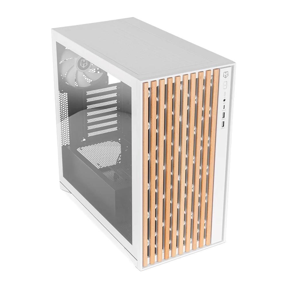 Caja ordenador gaming nox hummer element atx cristal templado madera blanco - Imagen 3