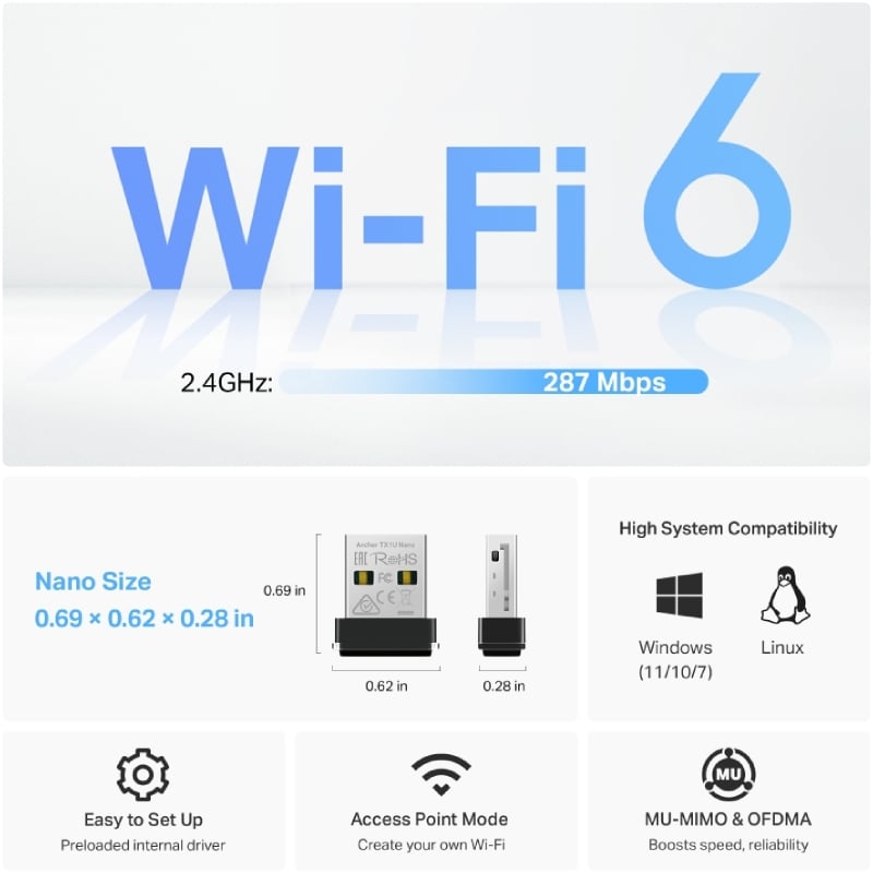 Adaptador USB - WiFi TP-Link Archer TX1U Nano - Imagen 5