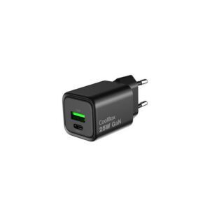 CARGADOR USB PARED COOLBOX GAN 25W USB-C/USB-A QC3.0 NEGRO 8436624423741 P/N: COO-CUP-25CA-B | Ref. Artículo: COO-CUP-25CA-B