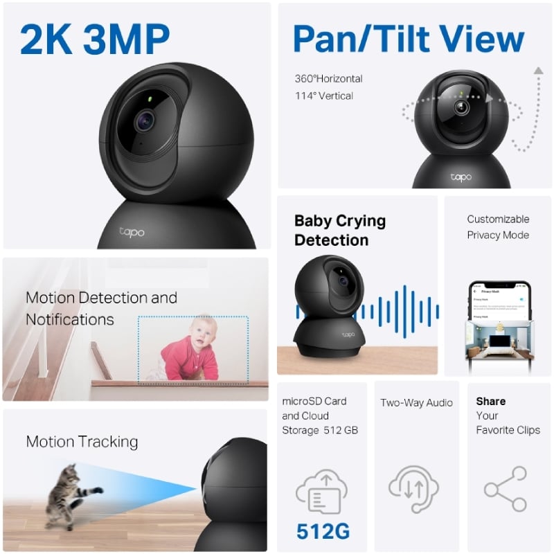 Cámara de Videovigilancia TP-Link Tapo C211/ 360º/ Visión Nocturna/ Control desde APP - Imagen 3