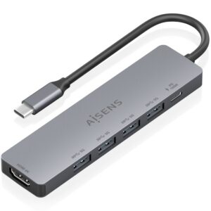Docking USB Tipo-C Aisens ASUC-6P047-GR/ 1xHDMI 4K/ 4xUSB/ 1xUSB Tipo-C PD/ Gris 8435739905210 ASUC-6P047-GR AIS-HUB ASUC-6P047-GR
