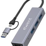 EWENT HUB 3 PUERTOS USB-A 3.1 + 1 PUERTO GIGABIT