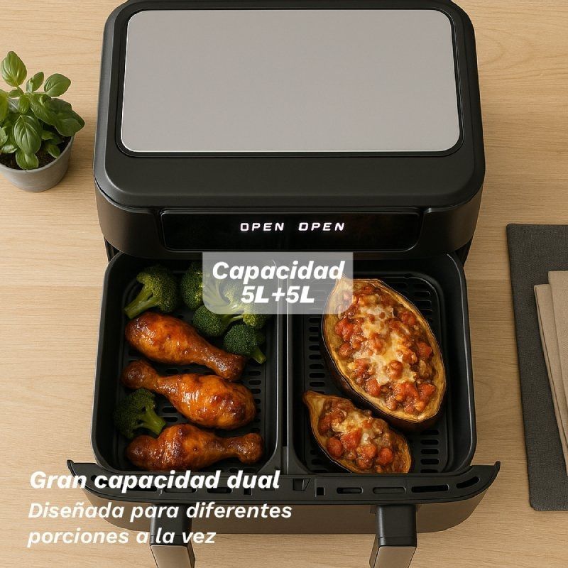 Freidora por Aire Airfryer / Sin Aceite Grunkel Dualflexifryer/ 2800W/ Capacidad 10L - Imagen 4