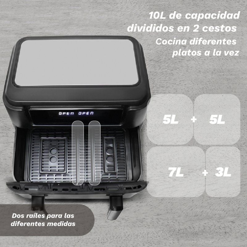Freidora por Aire Airfryer / Sin Aceite Grunkel Dualflexifryer/ 2800W/ Capacidad 10L - Imagen 5