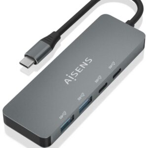 HUB AISENS USB 3.2 GEN2 10G USB-C/M-2XUSB-C/H-2XUSB-A/H 15CM GRIS 8436574708141 A109-0694