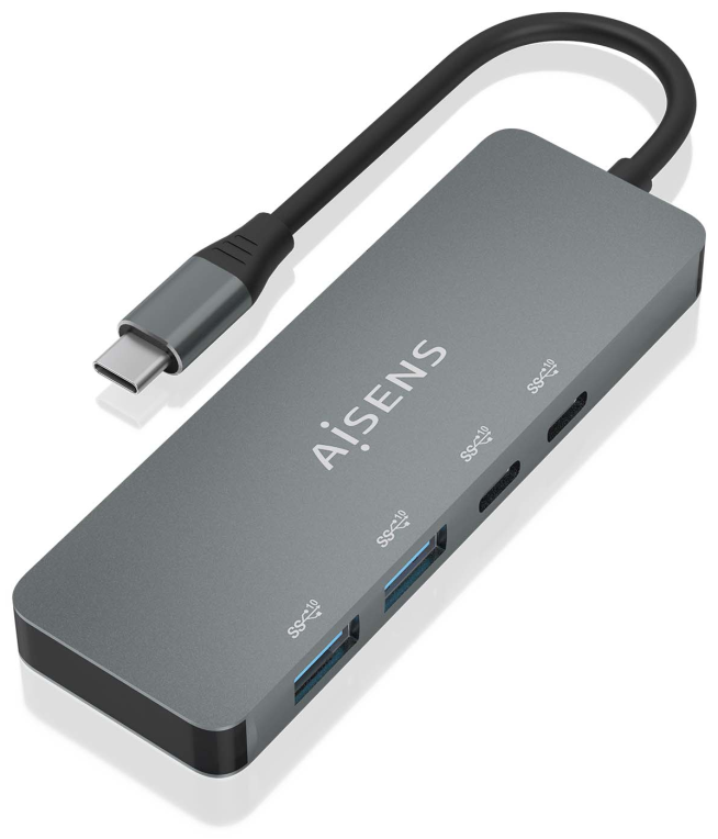 HUB AISENS USB 3.2 GEN2 10G USB-C/M-2XUSB-C/H-2XUSB-A/H 15CM GRIS 8436574708141 A109-0694