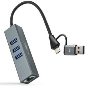 HUB NANOCABLE 10.03.0412 USB-C+USB-A 3.0 ETHERNET 3XUSB-A 3.0 GRIS 8433281017122 10.03.0412