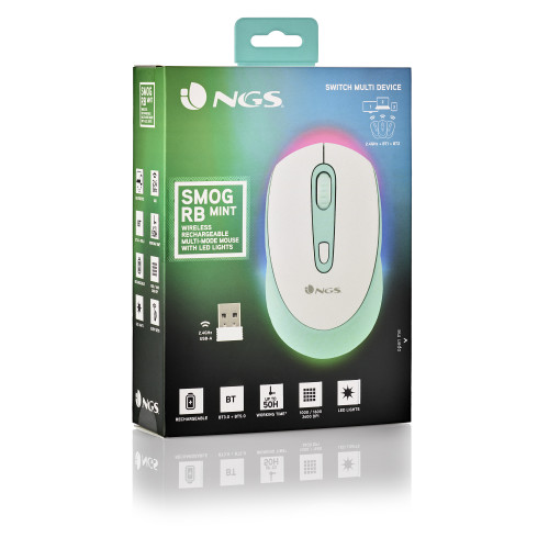 NGS SMOG MINT-RB ratón Juego Ambidextro RF Wireless + Bluetooth Óptico 2400 DPI - Imagen 9