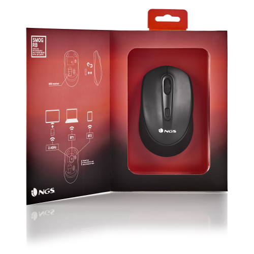 NGS SMOG-RB ratón Juego Ambidextro RF Wireless + Bluetooth Óptico 2400 DPI - Imagen 10