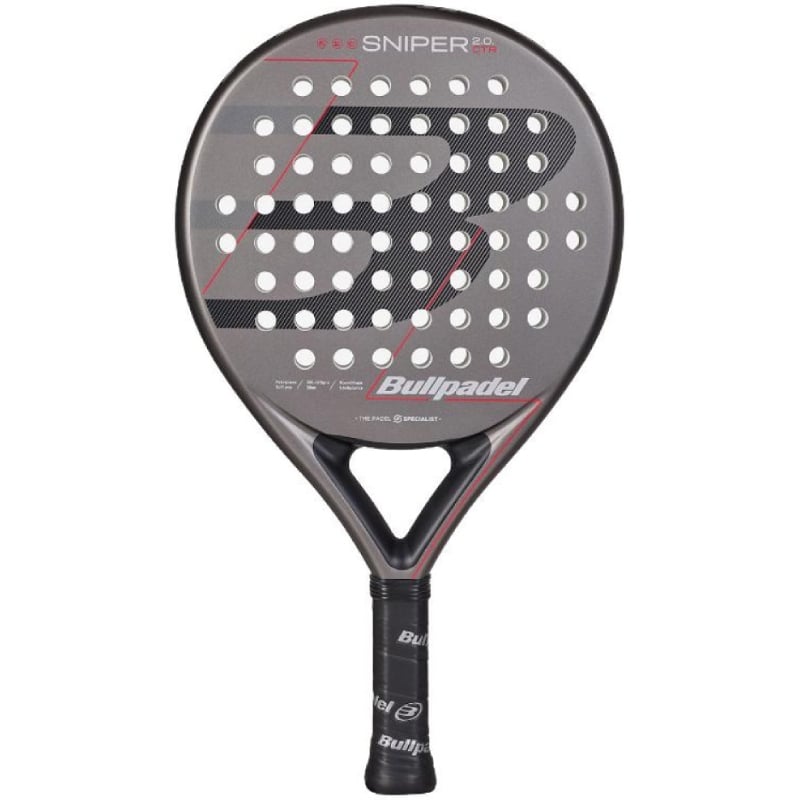 Pala de Pádel Bullpadel Sniper 2.0 Control 2026/ Gris y Roja 8445402898169 BUP-PALA PAD SNP2 CTR 26 GY