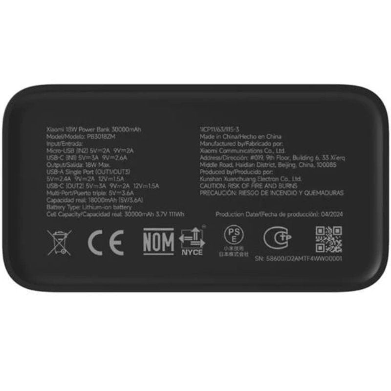 Powerbank 30000mAh Xiaomi 18W Powerbank/ 18W/ Negra - Imagen 5