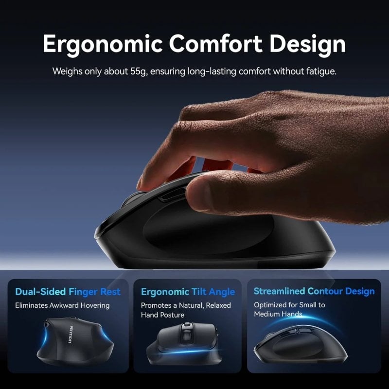 Ratón Ergonómico Silencioso Inalámbrico Vention KTHB0-ST/ Hasta 4000 DPI - Imagen 4