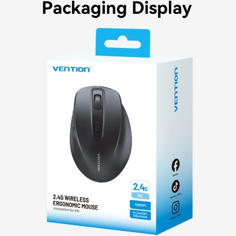 Ratón Ergonómico Silencioso Inalámbrico Vention KTHB0-ST/ Hasta 4000 DPI - Imagen 5