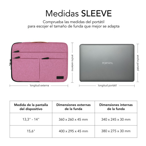 SUBBLIM Funda Air Padding 360 Sleeve 15,6" Pink - Imagen 7