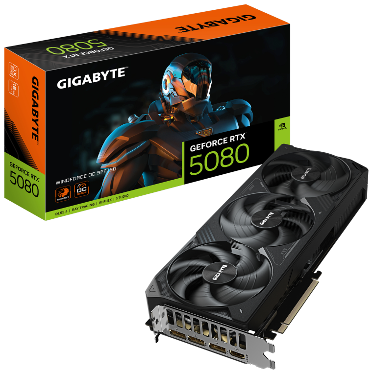 TARJETA GRAFICA GIGABYTE RTX 5080 WINDFORCE SFF 16G 4719331355845 GV-N5080WF3OC-16GD