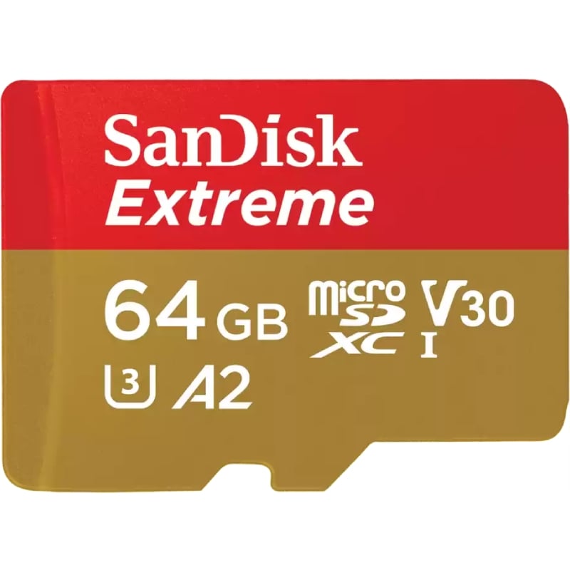 Tarjeta de Memoria SanDisk Extreme 64GB microSD XC UHS-I con Adaptador/ Clase 10/ 170MBs 619659193409 SDSQXAH-064G-GN6MA SND-MICROSD SDSQXAH064GGN6MA