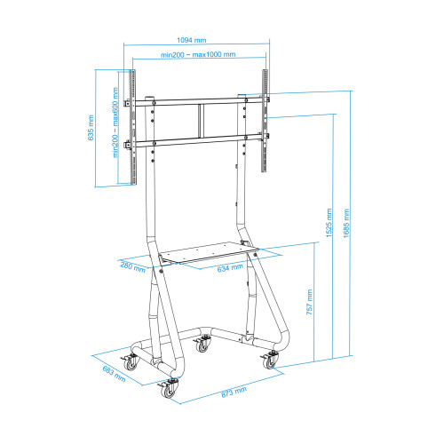 TooQ FS20200M-B Soporte de suelo con ruedas/patas para pantallas de 60" - 105" - Imagen 9