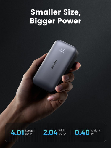 Ugreen 10000mAh Mini Powerbank Quick Charging 30W Gris - Imagen 8