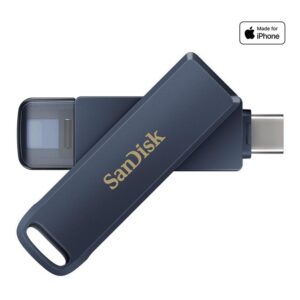 0619659211851 | P/N: SDIXD0N-128G-GN6NE | Cod. Artículo: DSP0000042841 Memoria usb tipo c - lightning sandisk 128gb phone drive cielo metalizado