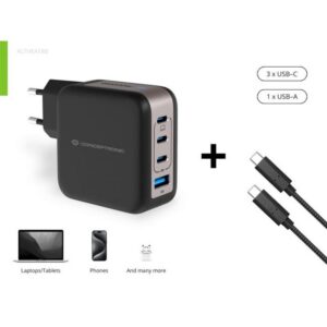 4015867236536 | P/N: ALTHEA18B | Cod. Artículo: DSP0000030366 Cargador de pared conceptronic althea18b 100w 3x usb tipo c 1x usb tipo a