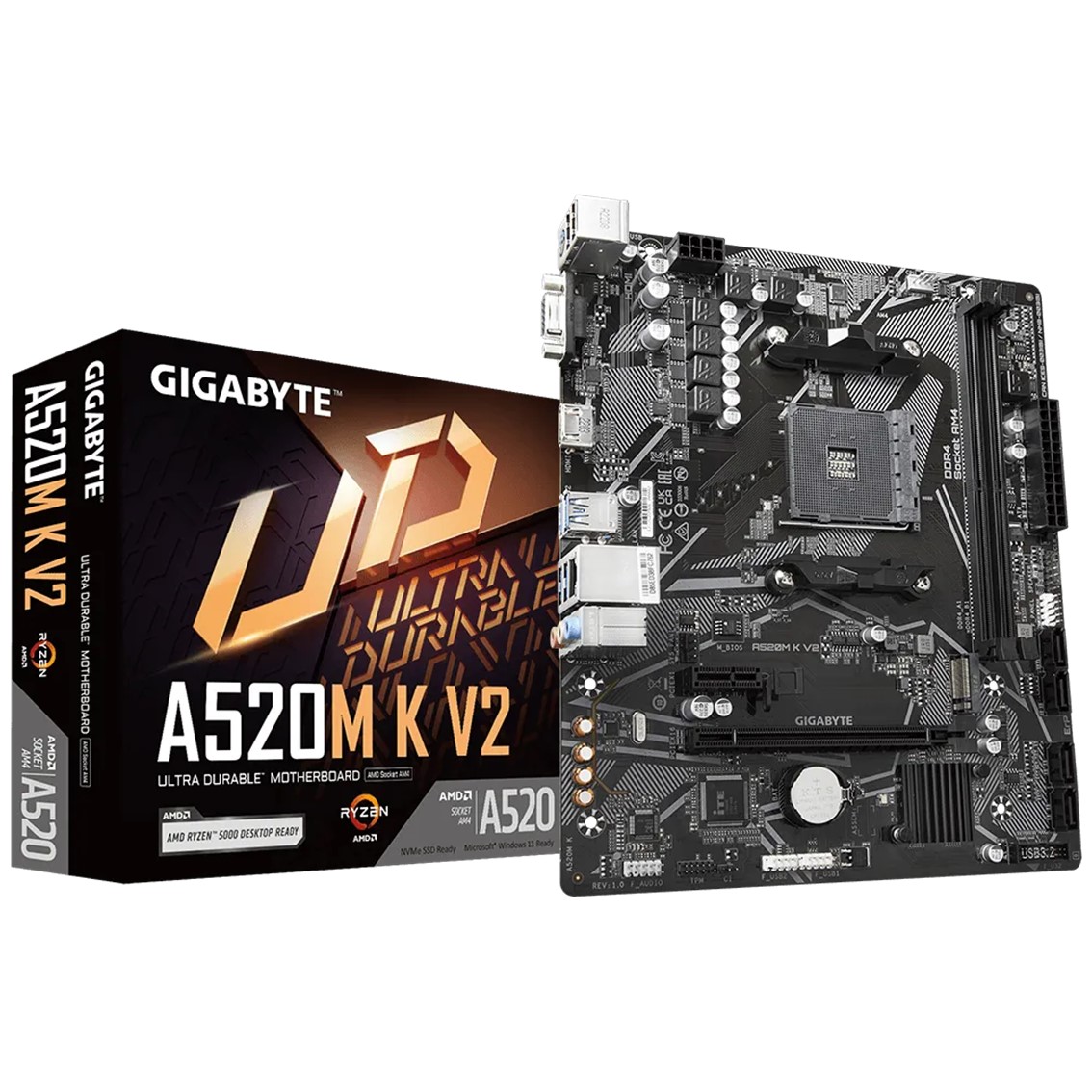 4719331852771 | P/N: GA-A520M K V2 | Cod. Artículo: DSP0000016146 Placa base gigabyte a520m k v2 am4 m - atx - 2 x ddr4 - 4 x usb 3.2 - 2 x usb 2.0 - 1 x hdmi - 1 x d - sub - 1 x ps - 2