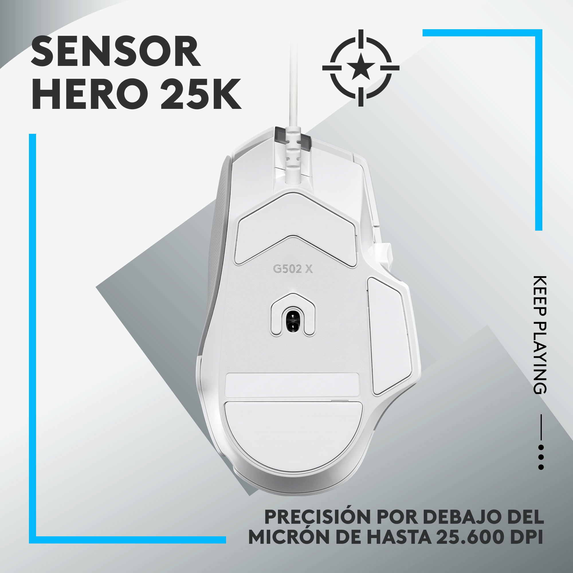 Mouse raton logitech g g502 x gaming optico usb 25600ppp blanco - Imagen 5