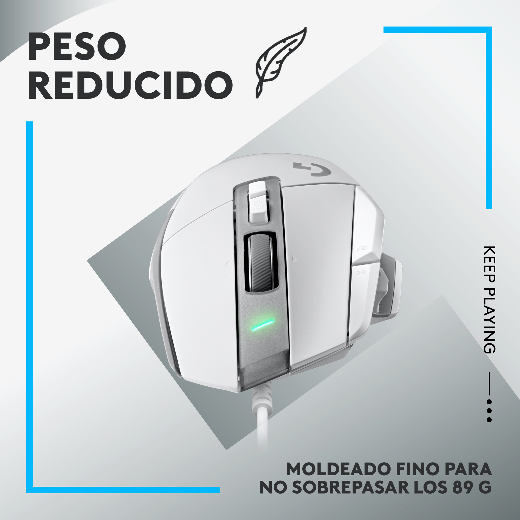 Mouse raton logitech g g502 x gaming optico usb 25600ppp blanco - Imagen 7