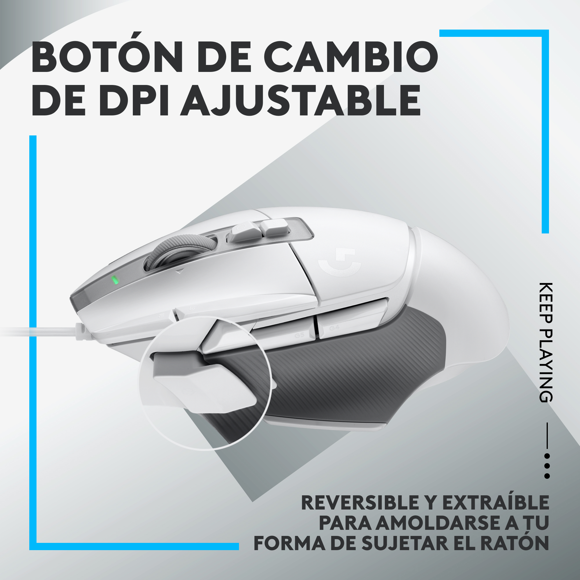 Mouse raton logitech g g502 x gaming optico usb 25600ppp blanco - Imagen 8