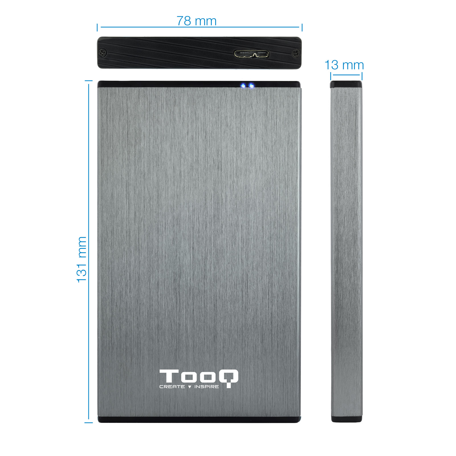 Caja externa tooq tqe - 2527g para hhd - ssd 2.5 pulgadas 9.5mm sata usb 3.0 gris - Imagen 4
